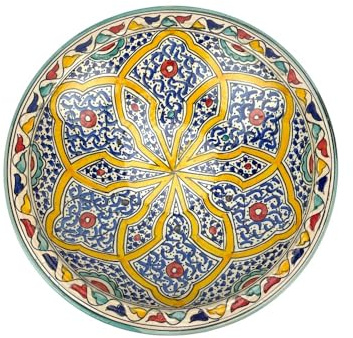 ARTIGIANATO VULCANO Plato decorativo marroquí de cerámica pintado a mano, diámetro 40 cm