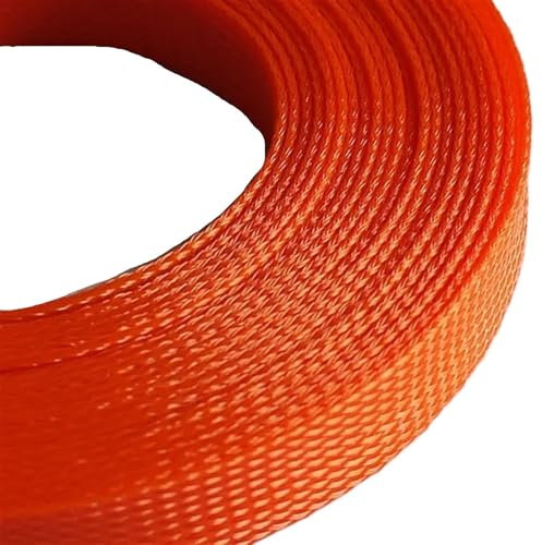 ZGXNYI Cable Sleeve 1Meter Expandable Cable Sleeve 2mm ~ 40mm Tight Braided High Density Hardness Insulate Line Protect Wire Wrap Gland Sheath Cable Tidy Wire Sleeves(Orange,20mm)