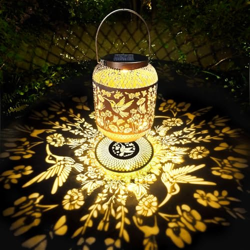 VEEKAY Farolillos Solares Exterior,Luz Solar Exterior Jardin,IP65 Impermeable,Farol Solar LED Lámpara,para Jardín, Exterior (Flores para colibríes)