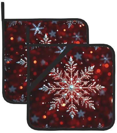 2 presine per cucina resistenti al calore presina Natale fiocco di neve cuscinetti caldi per controsoffitti forno presina per cottura cottura cucina tappetino caldo sottopentola 20,3 cm cuscinetto