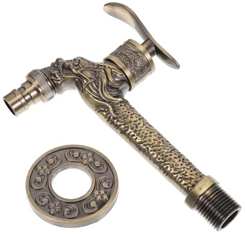 BESPORTBLE Retro Wasserhahn Gartendeko mit Drache aus Zinklegierung 5,5 Zoll Multifunktionale Praktische Wandarmatur für Gartennutzung Leicht zu Ersetzen