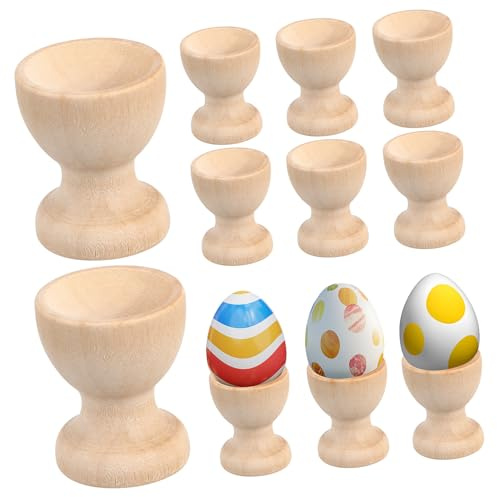 CLISPEED 24 Piezas Bandeja de Huevos de Madera Expositor Huevos Etiquetas huevera para mostrador pequeño Comida Taza Soporte exhibición del sostenedor del Huevo hueveras para