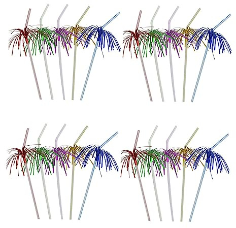 VINTORKY 50pcs Disposable Straws Random Color Plastic Drinking Straws for Party Decorations Single Use for Cold Drinks