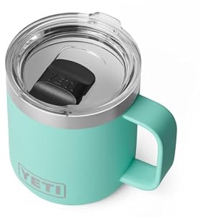 YETI Rambler 10 oz (295 ml) Stackable Coffee Mug, Seafoam | Travel Mug with Durasip Ceramic Lining, Insulated Coffee Cup with MagSlider Lid (Not Leakproof)