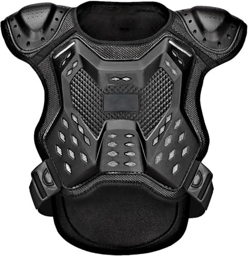 Maot Childre's Armor Chaleco Ajustable MTB Competitio Protector De Pecho Espalda Transpirable Armadura De Moto, Black, L