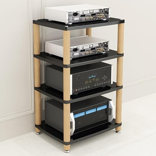 Mueble estéreo de Madera para Equipos de música - Estante de Audio de 2, 3 o 4 Niveles para AV, Consolas de Videojuegos y DVD - Centro de Entretenimiento de Esquina y estantería Hi-Fi
