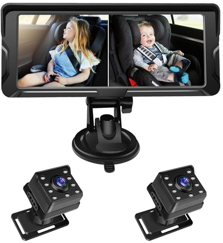 Mulcort Telecamera a specchio per auto da 6,8 pollici, risoluzione HD 1080p, visione notturna a infrarossi, telecamera rotante a 360°, visione grandangolare a 150°, facile da installare, monitoraggio