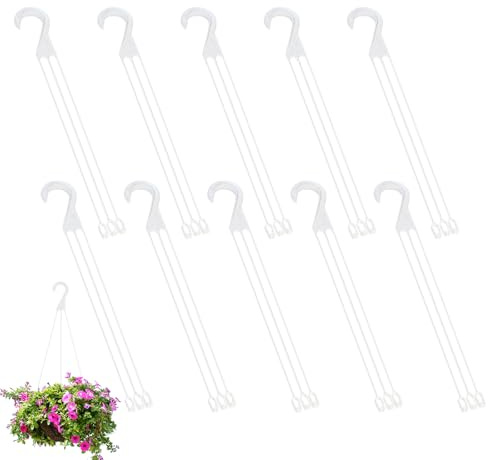 Rieoany 10 Stück Selbstbewässernde Blumenkübel, Kunststoff Hängekorb Kette mit Haken für Blumen und Pflanzen, Aufhänger für Vogelfutterspender, Pflanzgefäße und Laternen