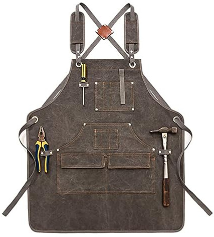 ZGHQHCDRH Tondeuse pour Poils de Nez， Tabliers for Hommes, Tabliers de Travail for Hommes avec Poches Dieu kvalitet Tablier Atelier Tablier Porte-Outils réglable for Menuisier mécanicien(Light Brown)