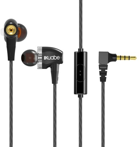 Kexpery Écouteurs sonores HiFi Surround à 90 degrés avec Micro Mic Dynamic Wired Elecphones Annulation du Casque stéréo dans l'oreille pour Le Bureau à Domicile de en Plein air