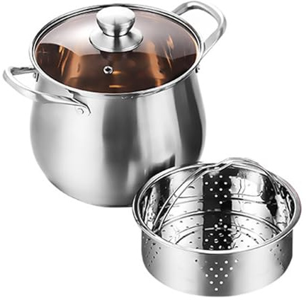 Olla de cerámica for cocinar, cacerolas pequeñas cobre, vaporera verduras acero inoxidable con cesta inserción y tapa
