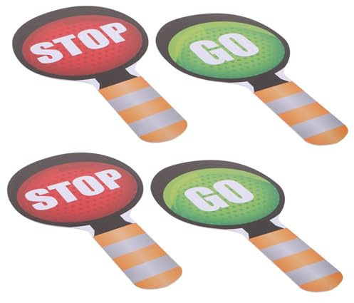 Milisten 4 Pièces Panneaux Stop pour Garçon Fille Panneaux de Signalisation Rouge et Vert Jouets Éducatifs de Sécurité Routière pour Classes Maternelles et Élémentaires Complet pour