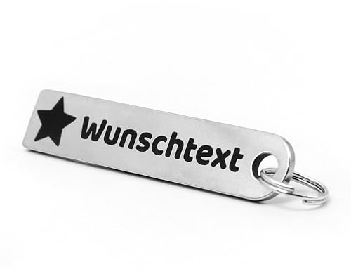Personalisierter Schlüsselanhänger mit Wunschtext aus Edelstahl | Name oder Telefonnummer lasergraviert, beidseitig | ICE Notfallkontakt & Finderanhänger bei Verlust | Sicherheits- und Adressanhänger
