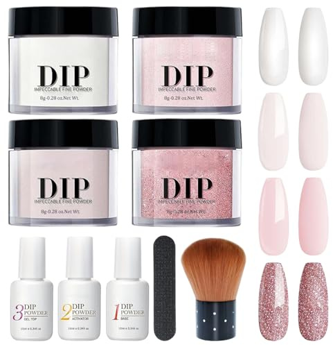 10 pièces/ensemble Kit de poudre à ongles 4 couleurs ensemble de liquide poudre à ongles avec activateur base et couche finition pour salon manucure d'art d' français bricolag.