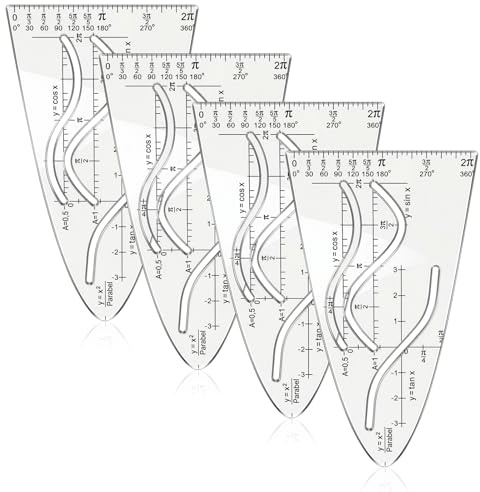 Gabarit Parabole Mathématiques 4 Pièces, Règle Courbe Transparente Sin Cos Tan Règle Parabole pour Dessin Graphiques Mathématiques Trigonométrique pour Étudiants École Bureau
