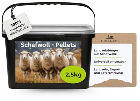 Flora Boost Schafwoll Dünger Pellets 2,5KG, natürlicher Langzeitdünger | Naturdünger aus Schafwolle, organischer NPK Dünger für gesundes Wachstum, starke Pflanzen & verbesserte Bodenstruktur