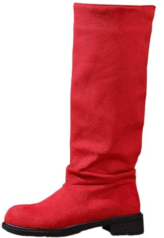 Fashionabla dammellanstövlar för vinter, bekväma slip-on lediga stövlar med klack, varm fleece