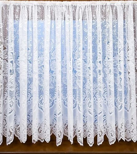 home-expression White thick traditional heavy lace net curtain vintage rose damask flowers floral leaves scroll 36 inch 91cm drop sold by the metre