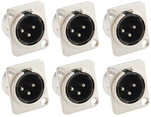 Adam Hall Connectors 7838-6er Set XLR-Einbaubuchse male/männlich 3-pol D-Typ silber Einbaustecker