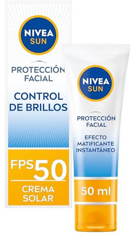 NIVEA SUN Protección solar alta UV Control de Brillos FP50 (50 ml), crema facial, matificante con 0% sensación pegajosa