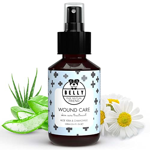Belly Dog sårspray – perfekt spray på huden klåda lättnad för hundar – hund första hjälpen-kit och hundhudspray – alternativ till hundkräm för kliande hud, 100 ml
