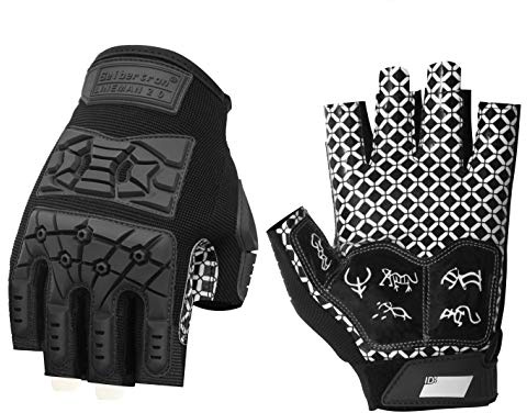 Seibertron Lineman 2.0 vadderade palmfotbollsmottagarhandskar, flexibla TPR-stötskydd baksidan av handhandhandhandske vuxen- och ungdomsstorlekar 1/2 Finger Black Adult L