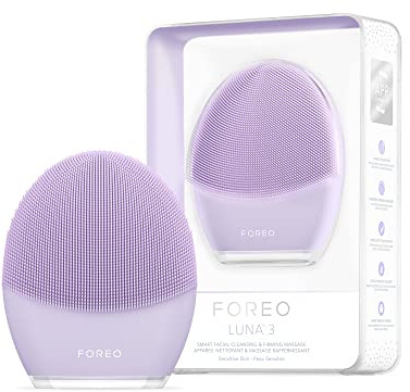 FOREO LUNA 3 Empfindliche Haut - Gesichtsreinigungsbürste - Straffendes Gesichtsmassagegerät - Hygienische Gesichtspflege - Reisefreundliches Gesichtspeeling - Silikonbürste - App-verbunden