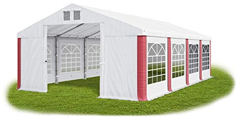 Partyzelt 5x8m wasserdicht weiß-rot Zelt 560g/m² PVC Plane Hochwertigeszelt Gartenzelt Summer SD