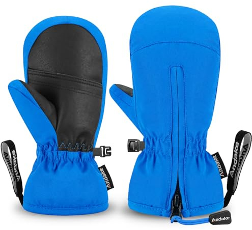 Andake Kids Ski Gloves Winter, 2-10 age Warm Waterproof Mittens Windproof Thermal Children Snow Gloves for Girls Boys (blue,2-4 Years)