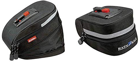 KlickFix Farradtasche Micro 200 Expandable Schwa Satteltasche, Schwarz, 19 x 12 x 8 cm & Farradtasche Micro 100 Satteltasche S, Schwarz, one Size