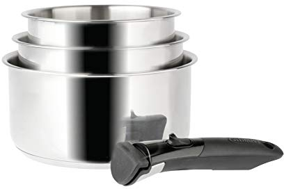 Sitram 713511 Set 3 pentole 16+18+20cm Sitramovible Arpege in acciaio inox, manico removibile-Tutte le fonti di calore compresa induzione