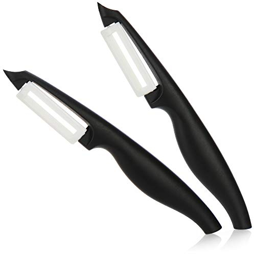 COM-FOUR® 2x Pelador de cerámica para frutas y verduras - Pelador universal extra afilado - Pelador vegetal