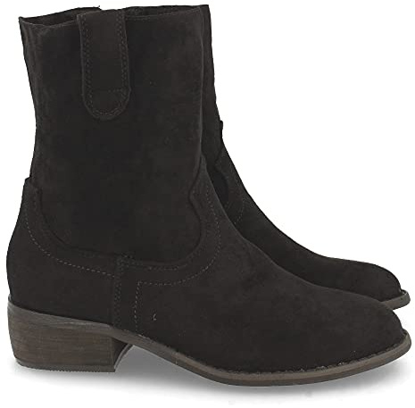 shoes&blues.es 61261-Botin de Tacon para Mujer, Comodos, con Punta Redonda, y Cierre de Cremallera, Otono Invierno 2021. Talla 37 Negro