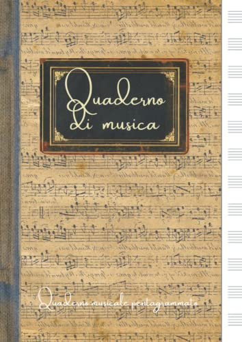 Quaderno di Musica | Quaderno musicale pentagrammato: 12 pentagrammi per pagina ,carta bianca di qualità 90 g/m², grande formato A4