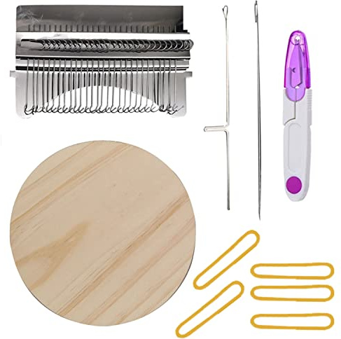 Rammendo Loom Speedweve tipo strumento tessitura, piccolo kit telaio per principianti per riparare jeans, fori di riparazione, fai da te sui vestiti calzini (14 ganci)