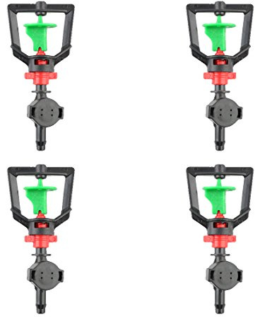Ruilogod Plastique Plantes ménagers Pelouse à gazon irrigation eau Système de sprinkler Tête 4 pcs noir
