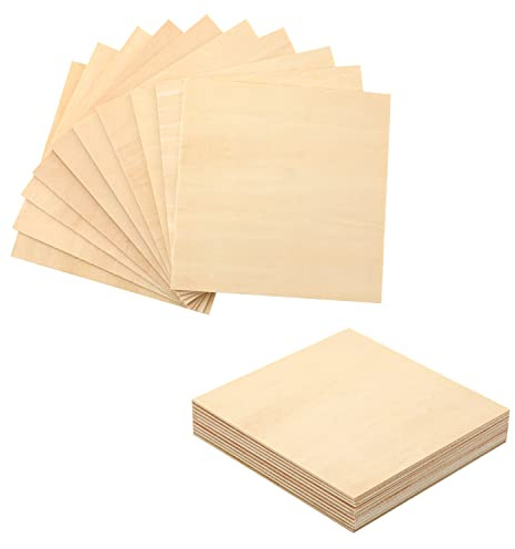SAVITA 10 Stück Balsaholzplatten, 100x100mm Lindenholz Platten Dünne Sperrholzplatten für DIY-Bastelprojekte Miniaturmodelle