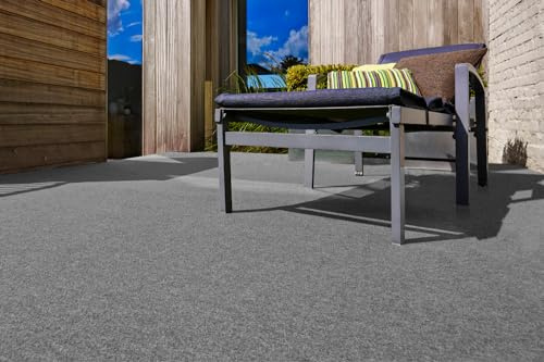 andiamo Kunstrasen Outdoor wasserdurchlässig, Rasenteppich wetterfest, Drainage-Noppen, UV-beständig, für Balkon und Garten Grau 400 x 300 cm
