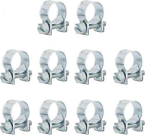 TWAITU 10 PCS Efficient and Durable Zinc-Plated Mini Hose Clamps, 6-8mm Size, Suitable for Fuel Injection Systems, Hydraulic Lines, and More
