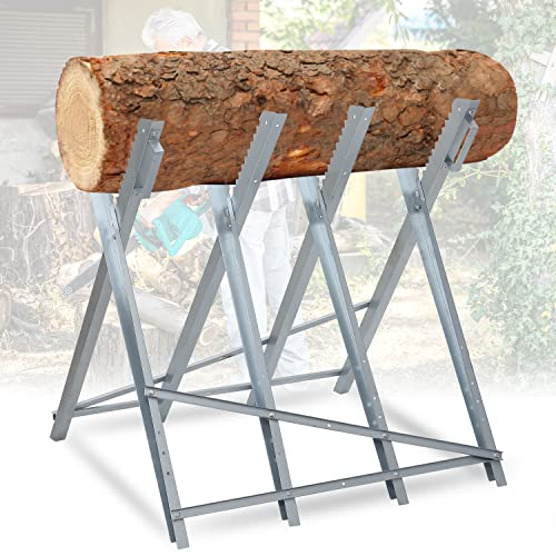 Ansobea Sägebock für Kettensägen H x B x T: 81 x 80 x 80 cm,Sägebock Holz bis 150 kg, Verstärkter Sägebock, Kettensägebock,Sägebock Klappbar,Faltbarer Sägeböcke