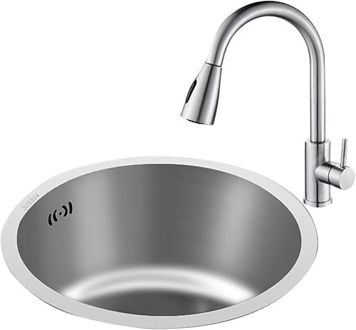 NIZAME Küchenspülen aus Edelstahl mit Wasserhahn und Abfluss, modernes schwarzes Wohnmobil-Waschbecken, Einzelbecken, Bar-Vorbereitungsspüle, verwendet in Innen- und Außenküchen (Größe: 40 x 40 x 1