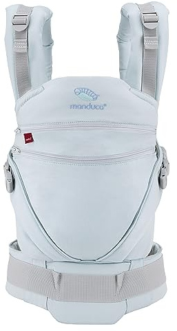 manduca XT Portabebe > Monochrome Arctic < Mochila Ergonomica Portabebe, Asiento Ajustable, 3 Posiciones, Algodón Orgánico, se Adapta a Recien Nacidos y Ninos Pequenos, blue