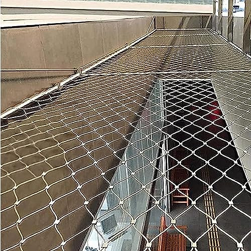 POCHY 304 Edelstahl-Seilgeflecht, Flexibles Sicherheitsschienennetz, Mehrzweck-Seilgeflecht, Schlagfestes Metalldrahtgeflecht (Color : 8cm, Size : 1x2m(3.3x6.5ft))