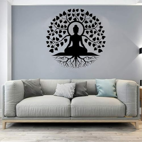 REHOOF Metall Baum des Lebens Wanddekoration, Metall-Mandala-Wandkunst-Dekor, Yoga-Studio-Skulptur Wohnzimmer Wanddeko Wandkunst Schlafzimmer 60cm