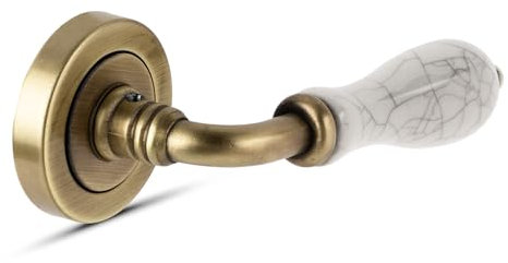 -1980-MADERAS CAMACHO SUMINISTROS INDUSTRIALES Juego de manillas de roseta porcelana modelo Delbas en cuero