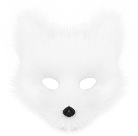 hbbhml Masque animal renard loup Halloween fête cosplay costumes accessoires peluche chat demi-visage masque carnaval Noël mascarade