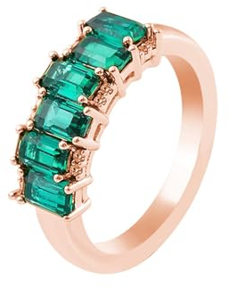 Wycian Freundschaftsringe Ringe, Fingerring Breit 18K Rosegold 18K Größe 45 (14.3) Lab Erstellt Smaragd Smaragdschliff Grün Personalisiert Für Neujahr