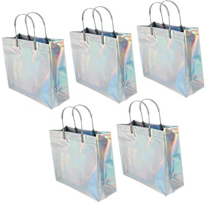 FUNOMOCYA 5 Stück Einkaufstaschen Pvc Tragetaschen Vielseitig Einsetzbar Für Shopping Aufbewahrung Reisen 43x33cm Leicht Und Langlebig