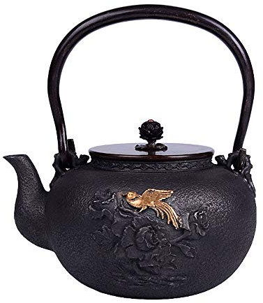 OQHAIR Teiera in ghisa 1200 ml Bollitore Giapponese Fornelli a Gas per Uso Domestico Teiera in ghisa elettromagnetica Amanti delle Feste e del tè (Colore : Nero, Dimensioni : 1200ml) (Bla