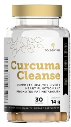 Golden Tree Curcuma Cleanse – Kurkuma Kapseln, 30 Stück | Hochdosiert, Kurkuma-Wurzelextrakt, Schwarzer Pfeffer, Mit Kulturzusatz, Curcuma Kapseln
